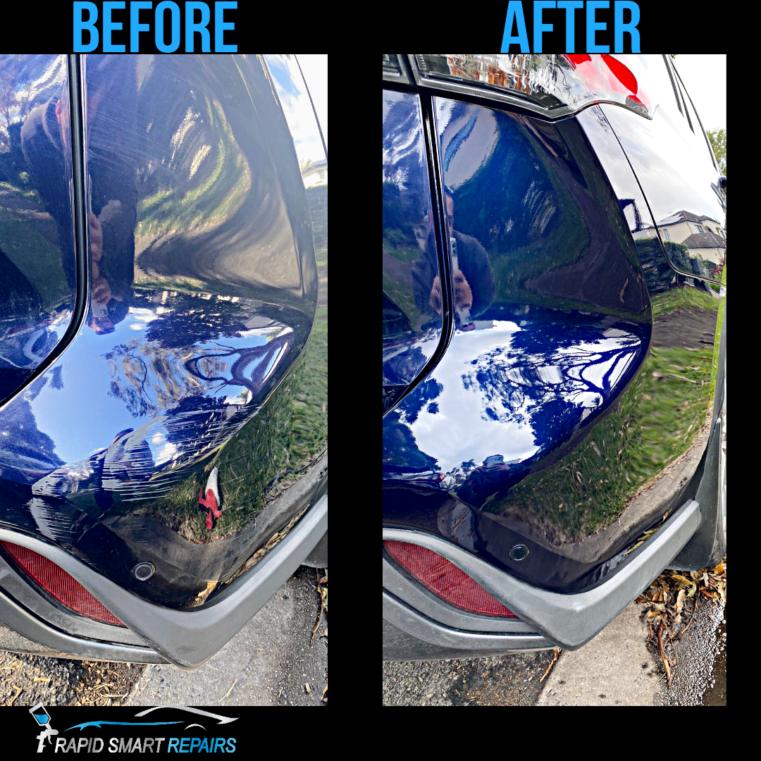 Before and after mobile scratch and dent repair